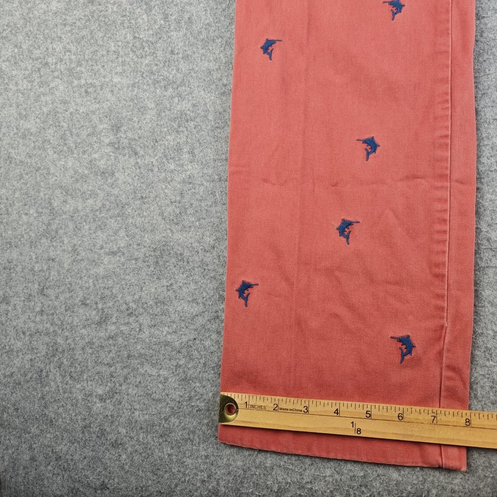 J Crew Pants Mens 32x32 Red Embroidered Marlin Fish Classic Fit Chino Vintage - Picture 3 of 10